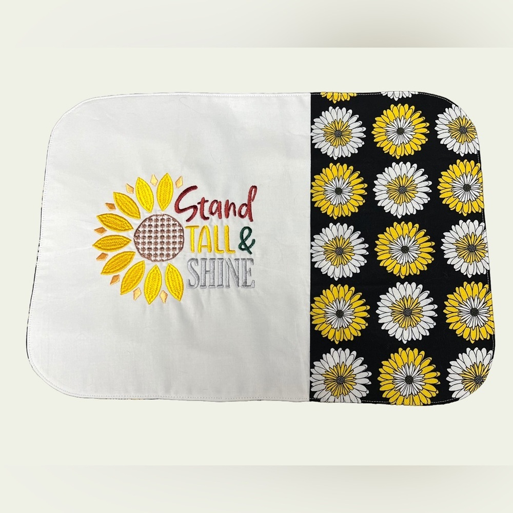 Hand Crafted Placemat Sunflower Daisy Stand Tall & Shine Machine Embroidered
